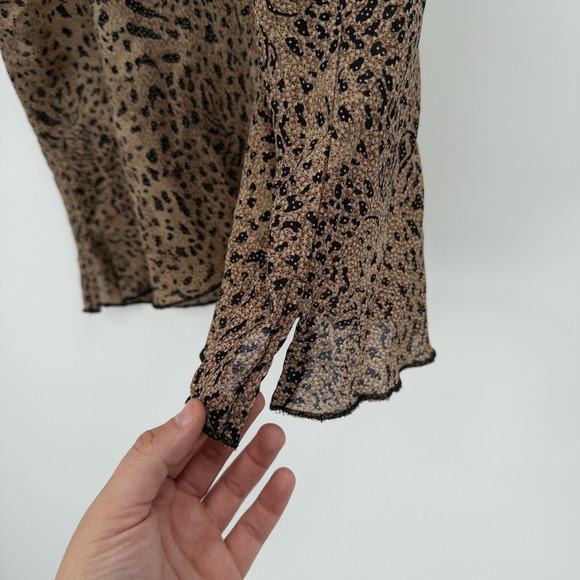Y2K Sheer Leopard Print Cami Top Womens L Brown Black Boho Layering Dainty 2000s - Picture 10 of 10